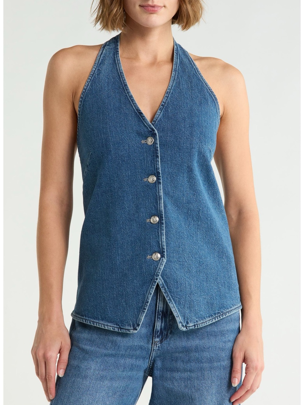 Rag and Bone Matilda halter denim vest in Milton wash